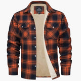 Fleecegefütterte Karo Jacke für Herren – Orange