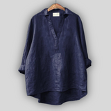 Anna - Linen Blouse – Marineblau