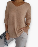 Damen Bequemes V-Ausschnitt Top | Vielseitig und Stilvoll – Aprikose
