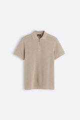 Modernes Strick-Poloshirt mit Reißverschluss – Creme