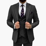 Herren Anzug dreiteilig mit Slim Fit für jede Saison – Schwarz