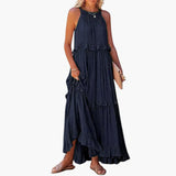 Maxikleid Stufen - Rüschenkleid für Damen, elegant & luftig – Marineblau