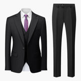 Eleganter Slim Fit Anzug - Herren 3-teilig für Business – Schwarz