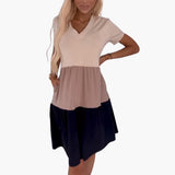 Freizeitkleid Damen - Casual Kleid mit Farbverlauf & Stil – Khaki-Marineblau