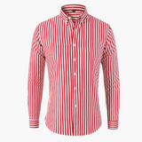 Gestreiftes Langarmhemd – Herren Freizeithemd mit Streifen – Rot