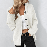 Damen Warme Strickjacke | Knopfjacke – Weiß