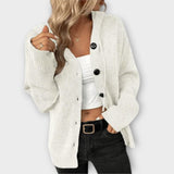Nina | Klassischer Strick-Cardigan mit Knöpfen – Weiß