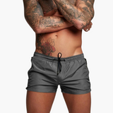 Herren schnelltrocknende Shorts mit elastischem Bund und Reißverschluss – Dunkelgrau