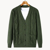 Amedeo - raffinierter gerippter herren-cardigan – Grün