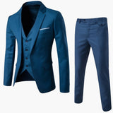 Herren Anzug dreiteilig mit Ein-Knopf Blazer und Weste – Dunkelgrün