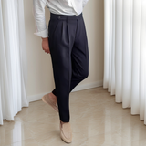Kristian - Elegante Plisseehose mit Schnalle für Herren – Schwarz
