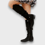 Leontine – Kniehohe Stiefel mit samtigem Charme – Schwarz
