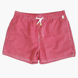 Gestreifte Herren-Badeshorts - mit Tunnelzug und Seitentaschen – Rot