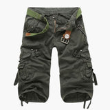 Herren Cargoshorts mit Taschen und verstellbarem Bund für Sommer – Armee grün