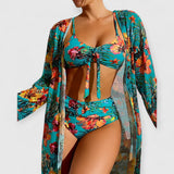Ruby | Luxuriöses Bikini- und Pareo-Set – Blau