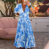 Floriana - Lebhaftes Blumenkleid – Blau (Fast ausverkauft)