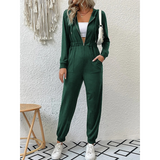 Ladies Luxury Retro Jumpsuit Trainingsanzug & Jogginganzug | Perfekt für jeden Tag tragen – Grün