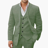 Herren Sommeranzug dreiteilig mit Weste Jacke und Hose – Grün