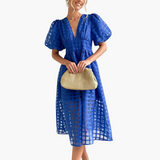 Elegantes Midikleid für Damen - Sommerliches Chic-Kleid – Blau