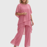 Linda | Anzug mit drapierten Palazzo-Hosen – Zartes Pink