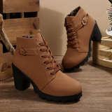 Kyumi™ - Schicke Schnürstiefeletten mit Metallschnalle – Braun