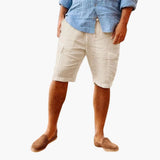 Herren Leinenshorts mit Seitentaschen für Sommerkleidung – Khaki