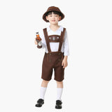 Besticktes Lederhosen Set für Herren - Oktoberfest 2025 – Dunkelbraun-Kind