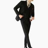 Herren Anzug dreiteilig mit Weste und Slim Fit Schnitt – Schwarz