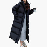 Daunenjacke mit Kapuze für Damen – Schwarz