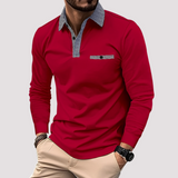 Aidan - Stilvolles Langarm-Poloshirt für Herren – Rot