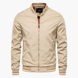 Bomberjacke für Männer - Reißverschluss vorne & gerippte Details – Beige