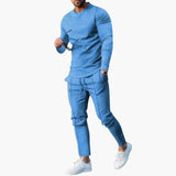 Zweiteiliges Herren-Set für Frühling und Herbst mit Langarmshirt – Blau