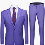 Herren Zweiteiler Anzug mit Blazer und flacher Front Hose – Lila
