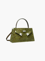 Luxuriöse Krokoprägung Vegan Leder Tasche – Große Schultertasche Damen – Grün