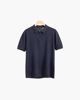 Brooks | kurze Ärmel Männer halb Reißverschluss stricken Poloshirt – Marineblau