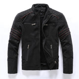 Herren-Motorradjacke mit cargoelementen | reißverschlussführung – Schwarz