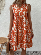 Greysen – Modisches Armelloses Blumen Kleid – Orange