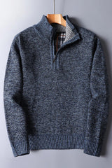 Bequemer herren-strickpullover mit reißverschluss – Blau