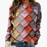 Gemusterter Strickpullover für Damen – Rosa