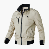 Herren Bomberjacke mit Reißverschluss und geripptem Saum – Khaki