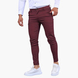 Herren Slim Fit Hose in Knöchellänge mit Taschen – Weinrot