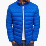 Herren Bomberjacke mit Reißverschluss und gestepptem Design – Blau
