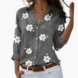 Florale Bluse mit elegantem Blumenmuster - Damen Sommerlook – Grau