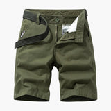 Herren-Cargo-Shorts aus Mischgewebe mit verstellbarem Gürtel und Taschen – Armygrün