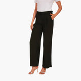 Weite Hosen mit hohem Bund für Damen - Casual Trousers – Schwarz