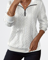 Celeste - Weicher Strick Zip-Pullover – Weiß
