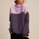 Chevron Luxe | Stylischer Rollkragenpullover Damen – Lila