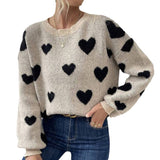 Herzgestrickter Pullover für Damen im lässigen Stil - Lumezia – Khaki
