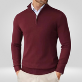 Herren Pullover | Reißverschlusskragen schmale Linienführung – Weinrot