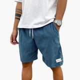 Herren Sommer Shorts mit Kordelzug und Cordstruktur – Blau